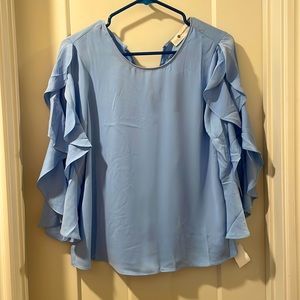 Impeccable Pig Blue Open Sleeve Blouse